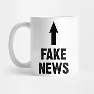 Fake News in Black Text With Arrow Pointing Up Mug